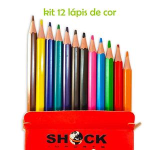 Kit Lapis de Cor 12 Cores Sextavado Material Escolar