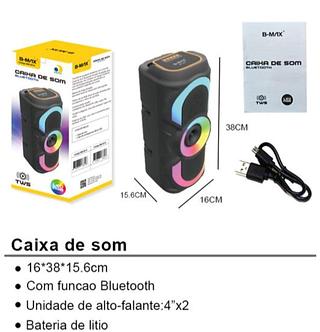Alto Falante Speaker Sem Fio Festas Ar Livre Música RED RGB Auxiliar