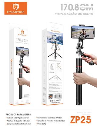 ￼H'maston ZP-25 Tripé Bastão De Selfie Comprimento Estendido 170.8cm controle sem fio Bluetooth