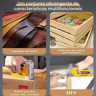 Grampeador Tapeceiro com Trena 2 Metros + 1100 Grampos e Maleta