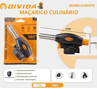 Maçarico Culinário Profissional Portátil com Regulagem de Chama, Acendimento Fácil e Uso Gourmet Multiuso