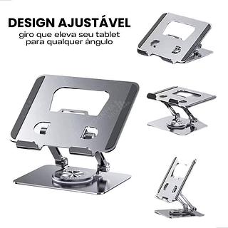 ￼Suporte iPad Totalmente Alumínio de Mesa Base Rotatória Ajustável Dobrável 360º Para Tablets Mac