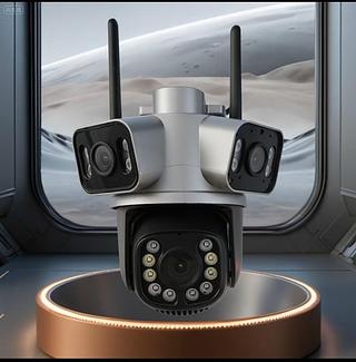 ￼Camera Seguranca Externa 3 Lentes 180° Zoom Ótico Detecta Pessoa Animal Visao Noturna a Prova d Água