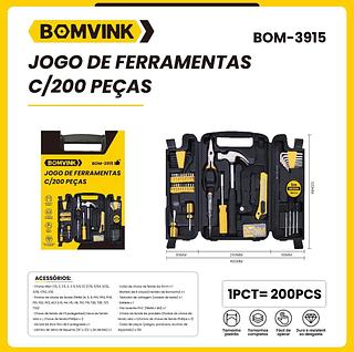 Kit Ferramentas Completo Maleta Organizador 200 Pecas Uso Profissional Domestico