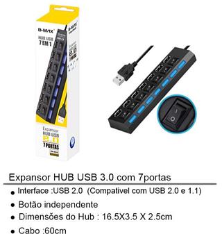 Hub Usb 7 Portas Usb 2.0 Tv Pendrive Mouse Teclado Adaptador