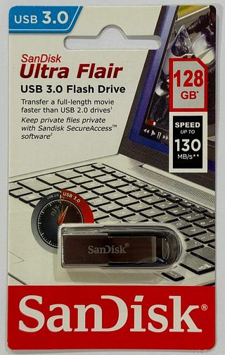 Pendrive SanDisk Ultra Flair 128GB 3.0 prateado e preto