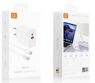 Carregador Turbo Gan Pd 40w Saída Usb-c + Usb Fonte Celular
