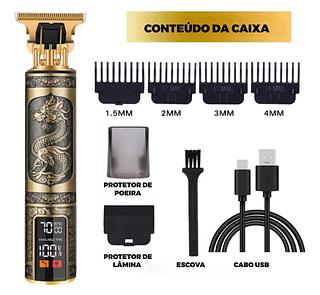 Máquina De Cortar Cabelo Barba Acabamento Bivolt Display Cor Dourado 110V/220V
