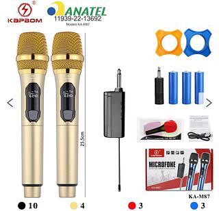 Kit 2 Microfones Sem Fio Recarregavel Com Longo Alcance