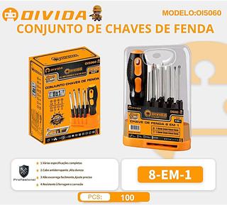 ￼Jogo de Chave Fenda Philips 9 peças Estojo Multiuso Universal OIVIDA Original