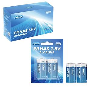 2 Pilhas Grande D Alcalina 1.5V Elgin LR20 Cartela Com 2 Unidades Elgin