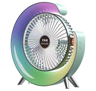Ventilador Abajur De Mesa Portatil Com Luminária Formato G Led RGB Cor Aleatória