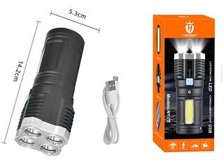 Lanterna Tática Recarregável 4 Potentes Leds Usb Iluminação