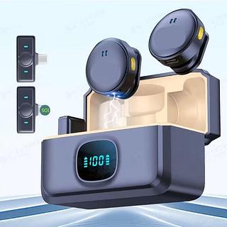 Microfone mini De Lapela 2in1 Sem Fio Para iPhone/Android Profissional Magnético Redução de Ruído