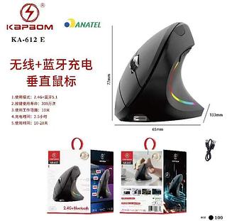 Mouse vertical sem fio 2.4G recarregável ergonômico vertical mouse 3 níveis de DPI ajustáveis RGB Streamer