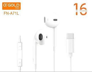 Fone de ouvido com fio Tipo C (USB-C) Compatível com a Linha Completa do iPhone 16 Alto qualidade