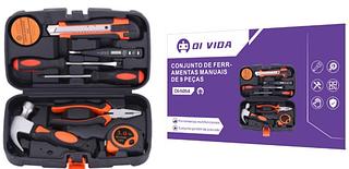 ￼Jogo Caixa De Ferramentas Ideais Para Casa Chave 9 Peças Maleta Estojo Pci Ferramentas