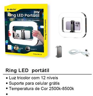Ring Light LED Quadrada 20W BM-L29 com Suporte – Luz Profissional p/ Vídeos, Lives e Maquiagem