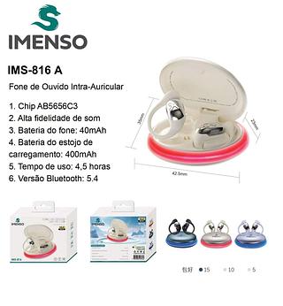 Fone Bluetooth IMENSO Sem Fio 5.4 Som Potente e Bateria Duradoura