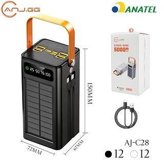 Carregamento solar com cabo, banco de energia portátil de grande capacidade, 50000mAh