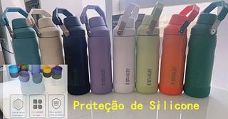 ￼Garrafa térmica 500ml com proteção de silicone mantendo sua água gelada ou seu café quente Fast flow