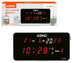 ￼Relógio De Parede Mesa Digital Led Calendário Alarme Bivolt 20cm✖️10.5cm