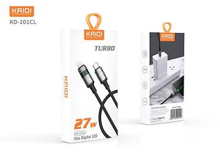 Cabo de Carregamento Turbo 1 metro 27w Tipo-C para iphone com Tela digital LED KAIDI KD-101CL