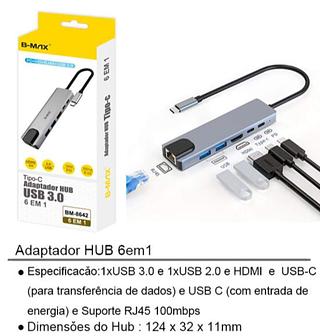 HUB 3.0 De Porta USB Tipo C 6 Em 1 RJ45 Adaptador HDMI Para Laptop Adequado Laptops E Computadores