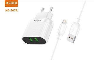 Carregador Kaidi para viagem 2.4A 2usb para typec