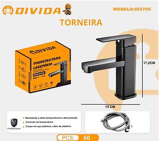 Torneira De Banheiro Gourmet, ABS Preto Fosco Água Fria