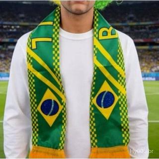￼Lenço De Futebol Da Seleção Brasileira Com Bandeira Cachecol De Malha Quente Para Fãs