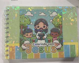 Livro de colorir personalizado com papel com desenhos ENVIAR O NOME JESUS