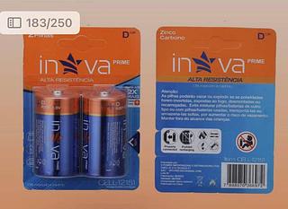 2 Pilhas Grande D Alcalina 1.5V Elgin LR20 Cartela Com 2 Unidades Elgin
