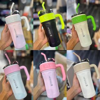 Copo Garrafa Térmica Inox Portátil 800ML Inoxidável com Tampa e Canudo