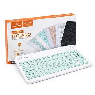 ￼Mini Teclado Bluetooth ABNT2 Português Brasil LEY-176C Lehmox – Portátil, Sem Fio e Recargável