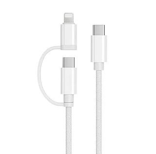 Cabo Carregador Para iPhone 8 11 12 13 14 15 16 17Tipo C 2 in 1 Nylon 1 MT 60 W