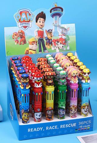 Caneta esferográfica 10 cores multicor kit 36pç，PAW PATROL