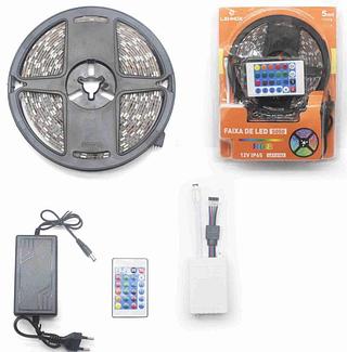 Fita Led Rgb 5050 Rolo 5m 300 Leds Ip65 + Controle + Fonte（ley-2103）