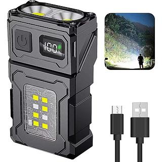 Lanterna De Chaveiro, Luz De Trabalho Porttil Recarregavel USB Super Brilhante Clipe De Chapu A Prova D'agua