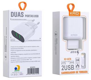 Carregador Kaidi para viagem 2.4A 2usb para iPhone
