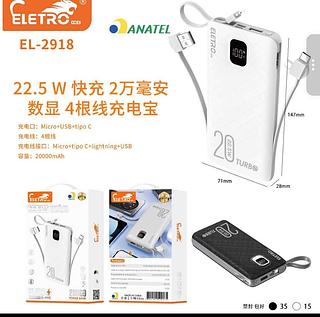 Power bank 20000mah com carregamento rápido para alguns celulares com display de 22,5w com 4cabo