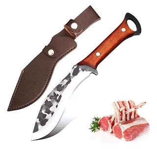 Faca de Acampamento com 29cm, Cabo de Madeira e Lâmina Forjada – Ferramenta Essencial para Trilha e Pesca