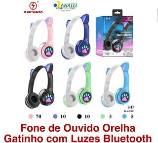 Fone De Ouvido Gatinho Led Colorido Rgb Bluetooth E Radio Fm