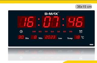 Relógio De Parede Grande Led Digital P/ Academia Hospital 36x15cm