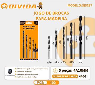 KIT BROCA P/ MADEIRA 5 PÇS 4A 10MM