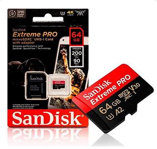 Cartão Microsdxc 64gb Sandisk Extreme Pro Uhs-i V30 U3 A2