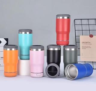 Copo térmico inox com tampa abridor e caixa de som com bluetooth Led 420ML-Com marca stanley