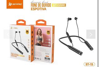 Fone de ouvido Bluetooth Esportivo ST-15 com 60h de Música – Som Hi-Fi, Leve e Resistente 5.3