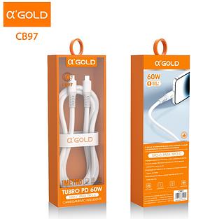 Cabo Tipo c Turbo 60W USB-C Para Tipo C 2 Pontas 1 Metros original A'GOLD Carregamento Rápido