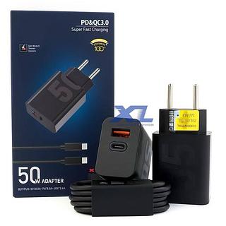 Carregador Turbo 50w Tipo C+Usb Para Motorola Todos Moto G E X Z